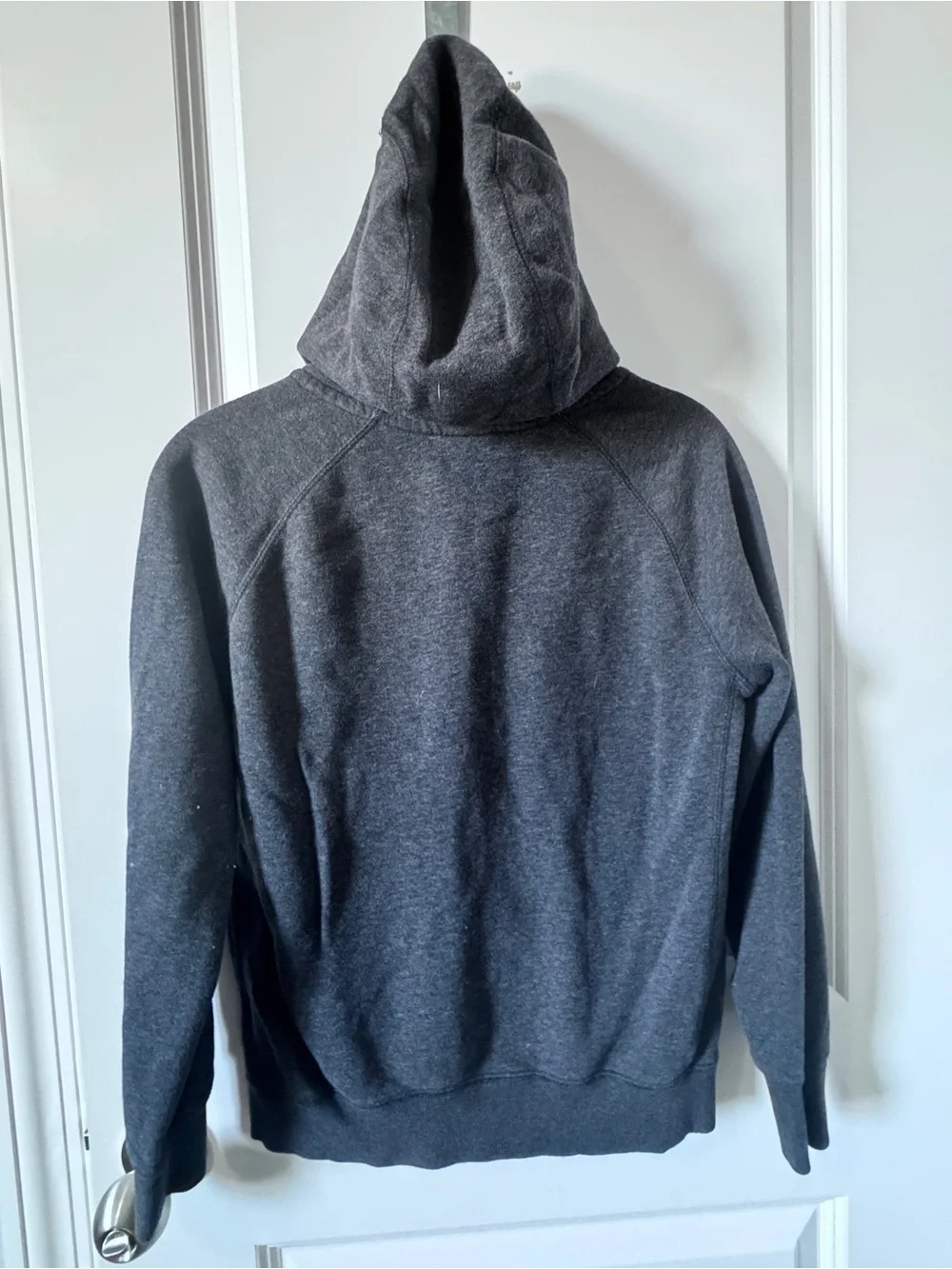 Nike Youth Dark Gray Full-Zip Hoodie with White Logo-Large